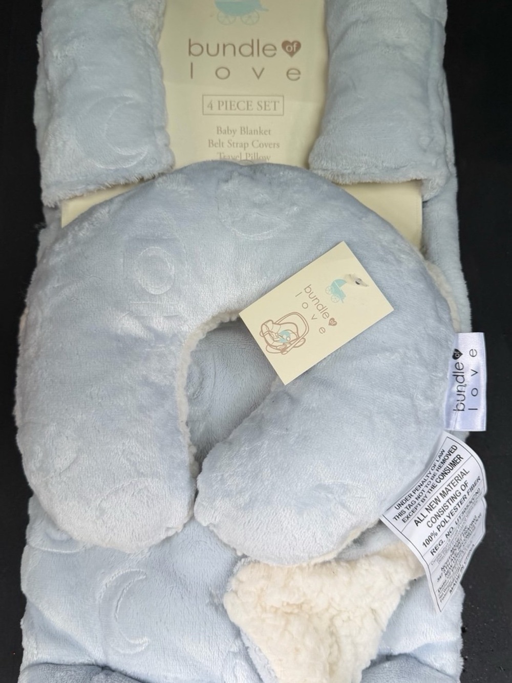 Soft Blue Baby Travel Pillow & Accessory Set